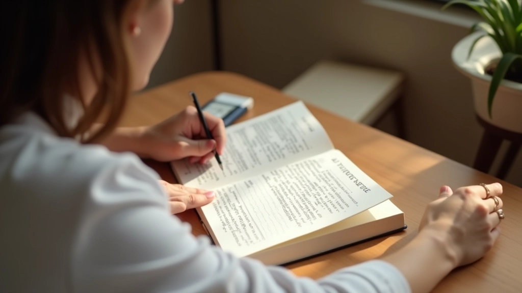 Pessoa consultando dicionário enquanto faz anotações em caderno